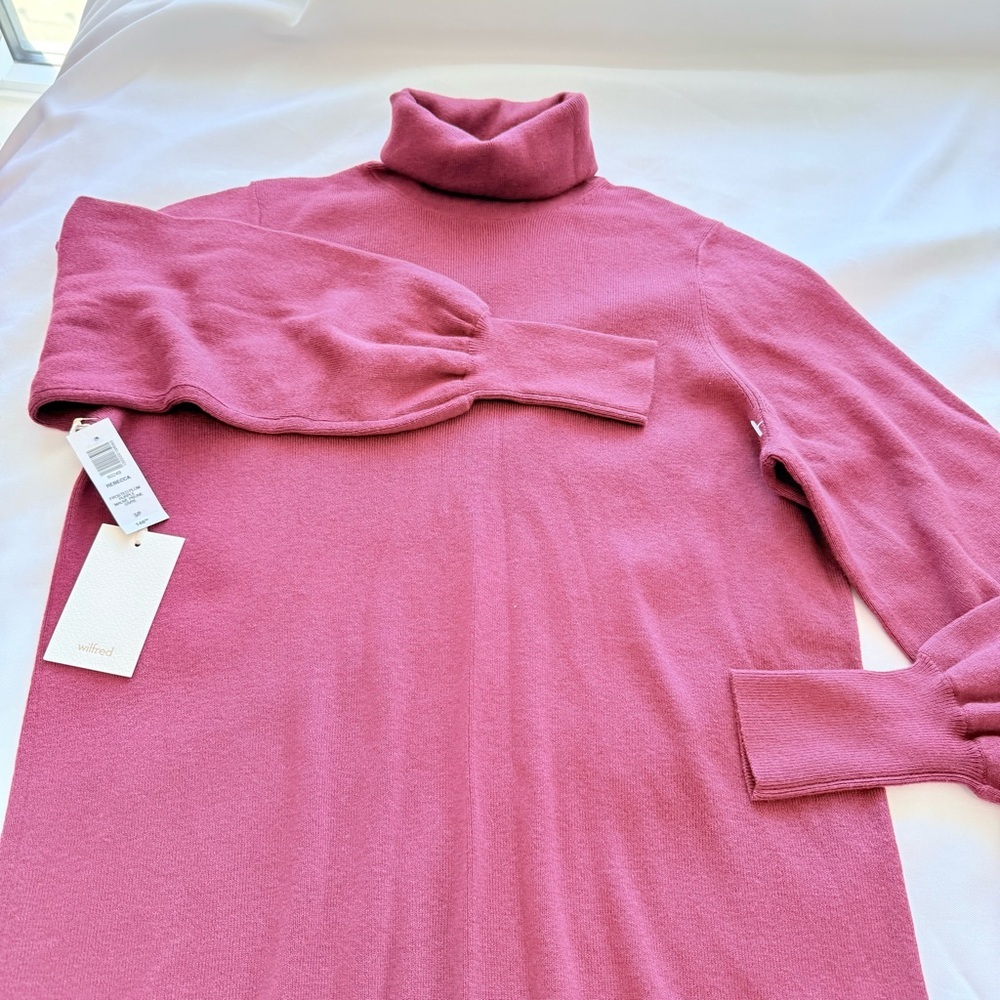 Aritzia Wilfred Rebecca Burgundy Turtleneck Mini Dress size Small BNWT - Picture 5 of 9